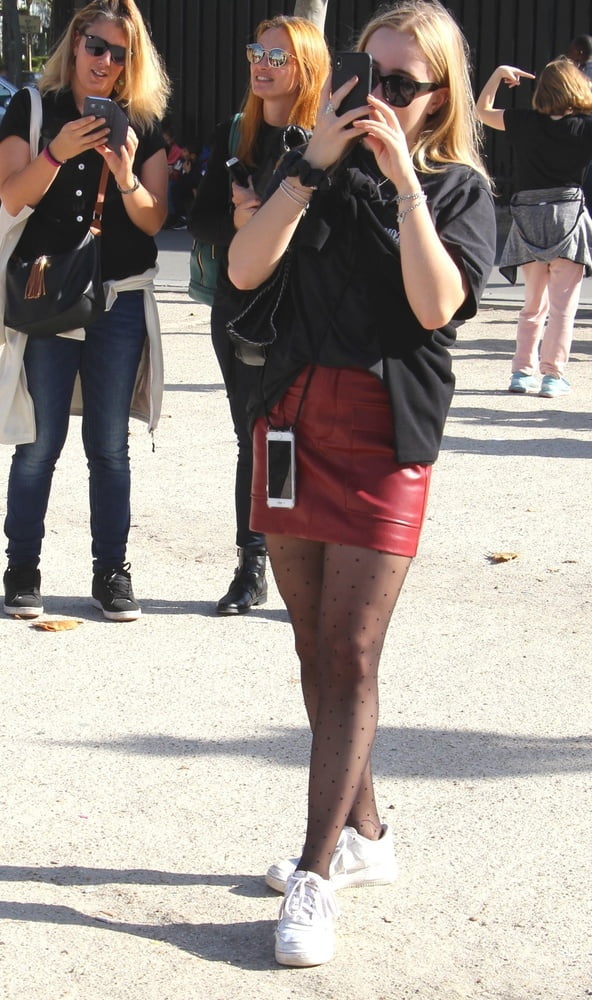 Street Pantyhose - French Sluts in PH and Leather Skirts #90779877