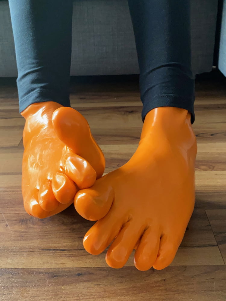 Orange Latex Toe Socks and EvoSkins #107133101
