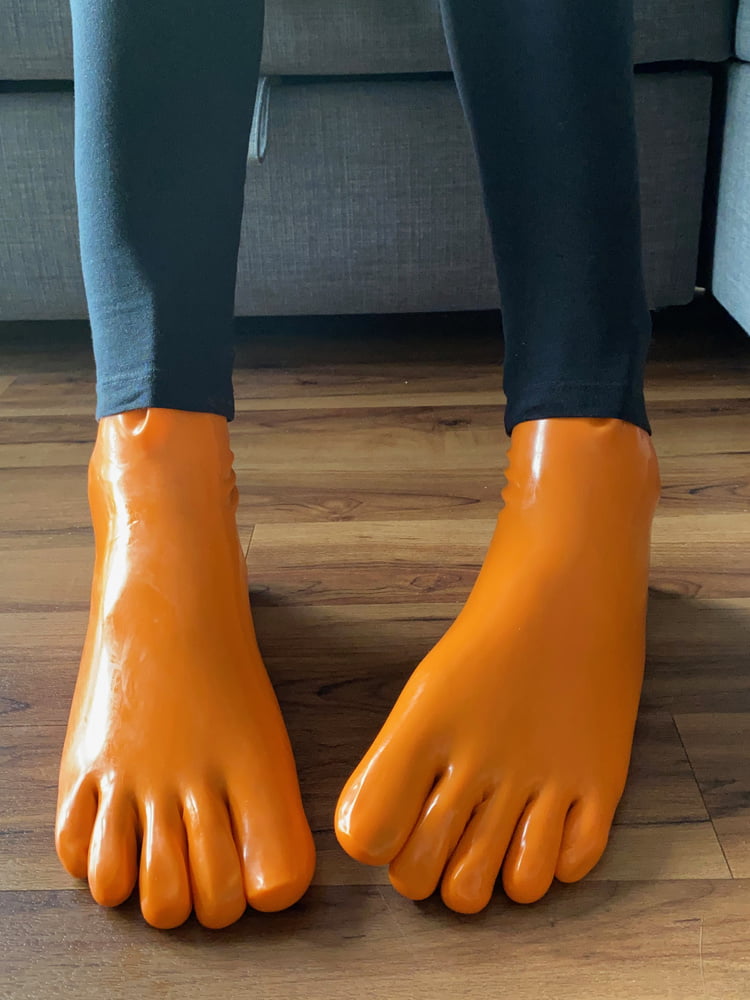 Orange Latex Toe Socks and EvoSkins #107133103