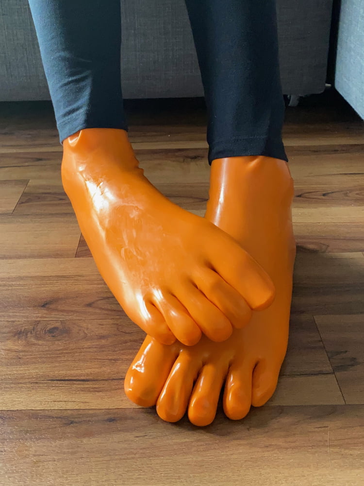 Orange Latex Toe Socks and EvoSkins #107133104