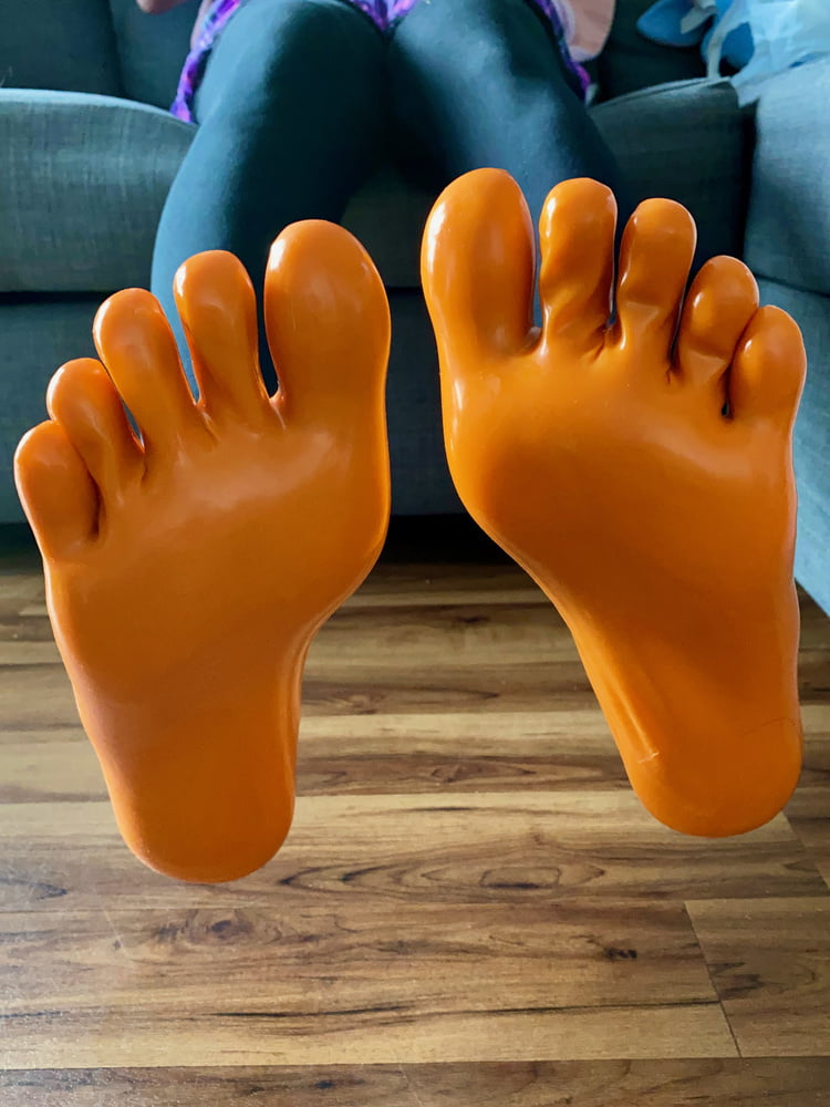 Orange Latex Toe Socks and EvoSkins #107133109
