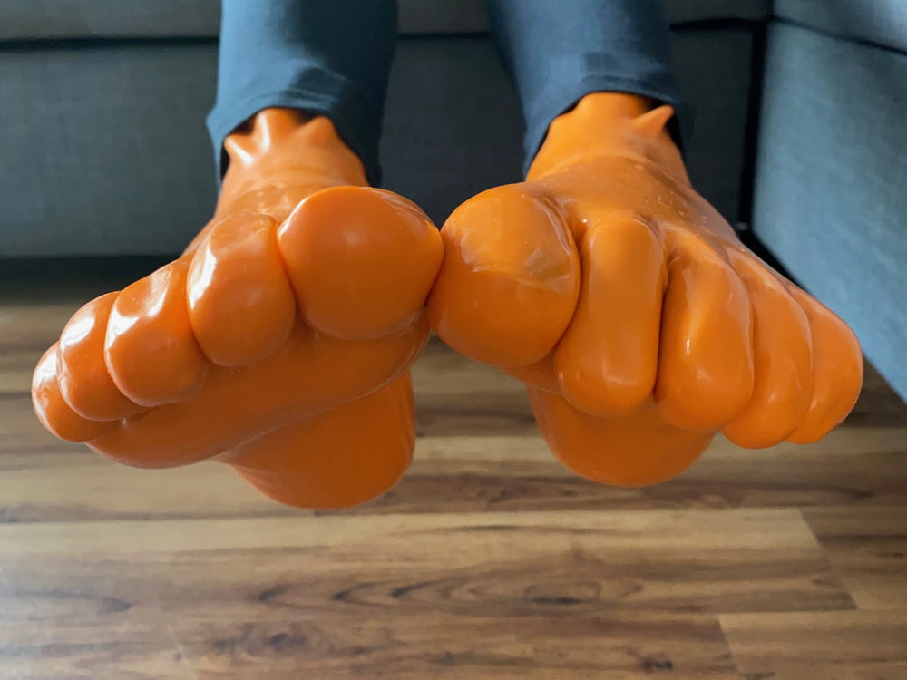 Orange Latex Toe Socks and EvoSkins #107133110