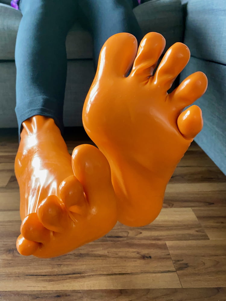 Orange Latex Toe Socks and EvoSkins #107133113