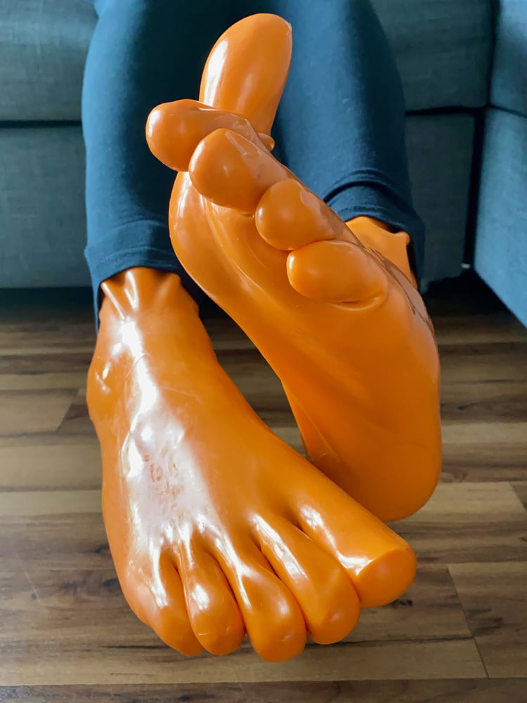 Orange Latex Toe Socks and EvoSkins #107133115