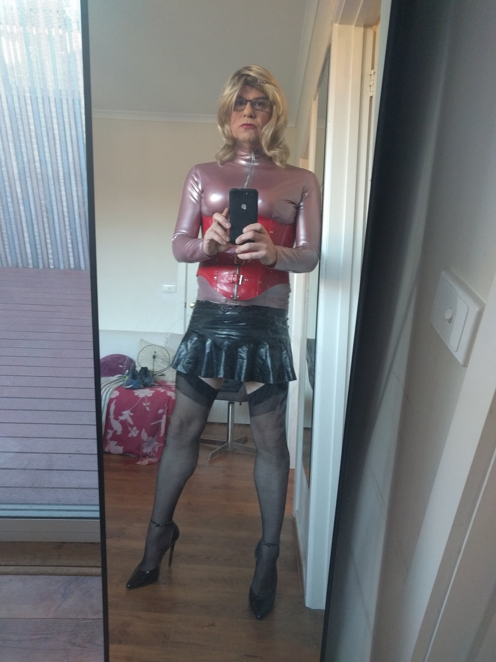 Back as a short blonde latex girl #106813518