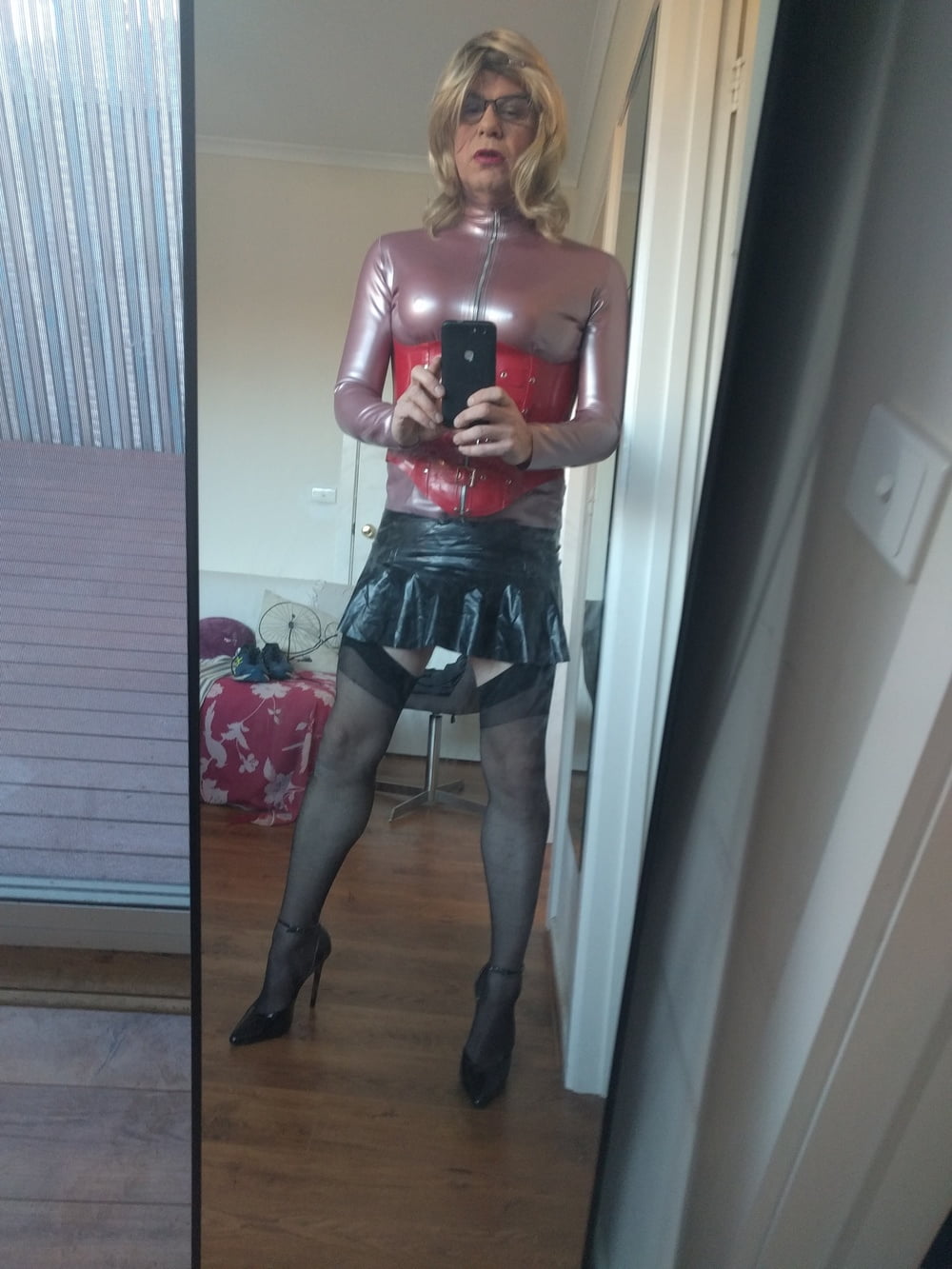 Back as a short blonde latex girl #106813519