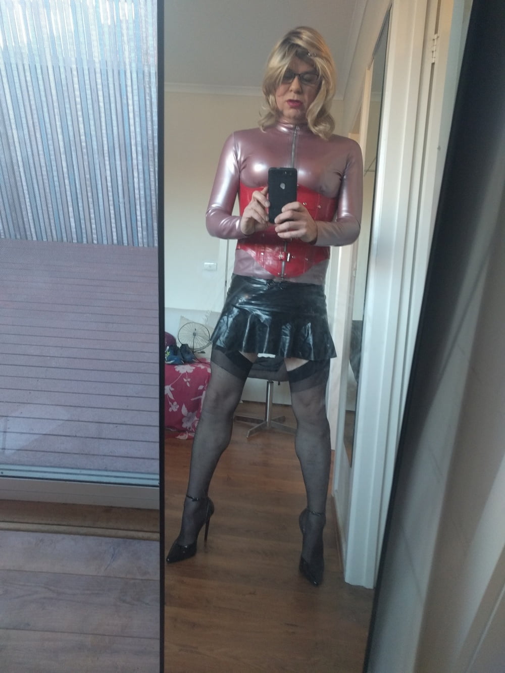 Back as a short blonde latex girl #106813520