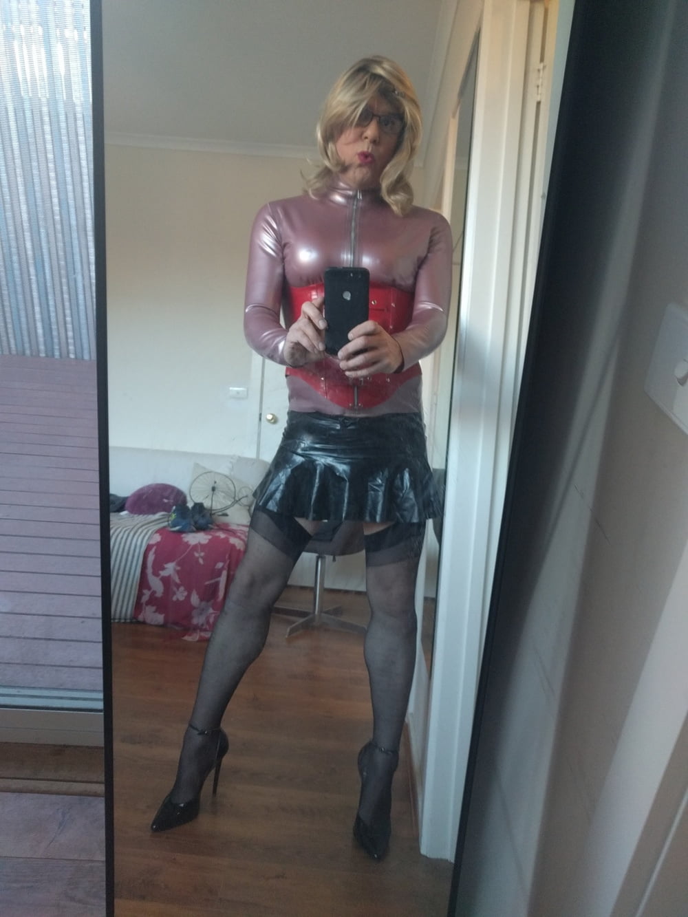 Back as a short blonde latex girl #106813522