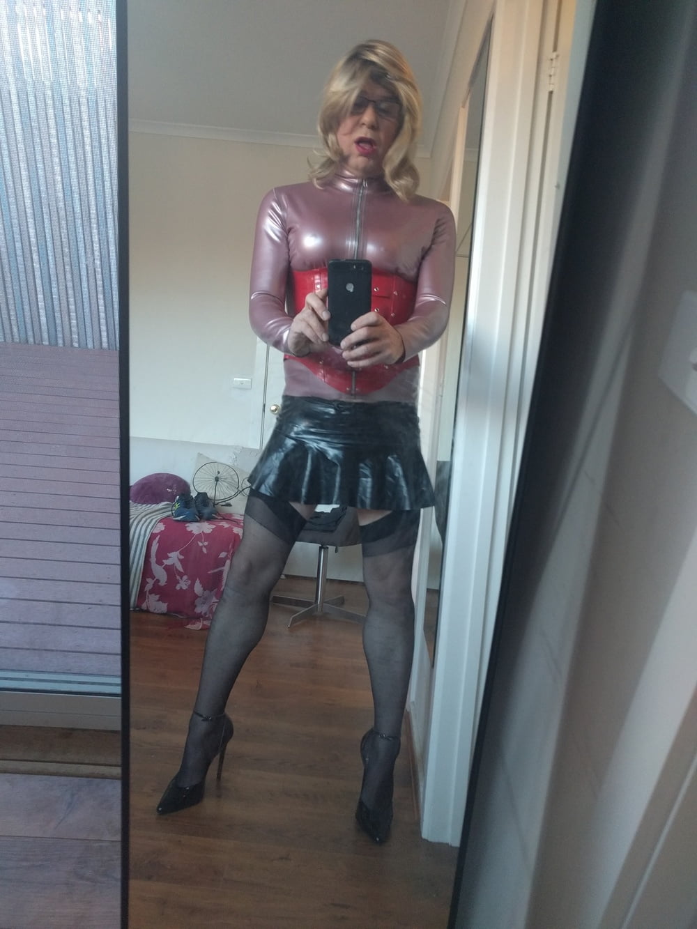 Back as a short blonde latex girl #106813524
