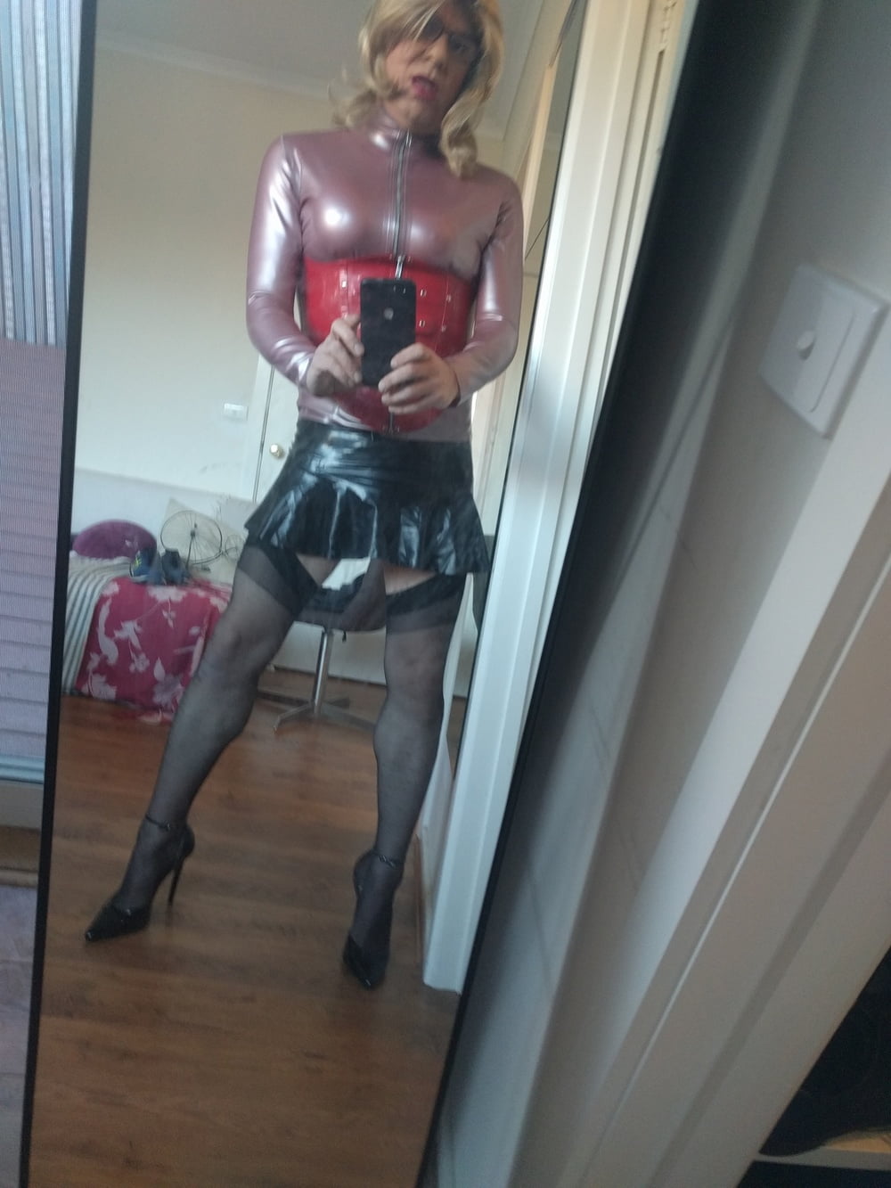 Back as a short blonde latex girl #106813526