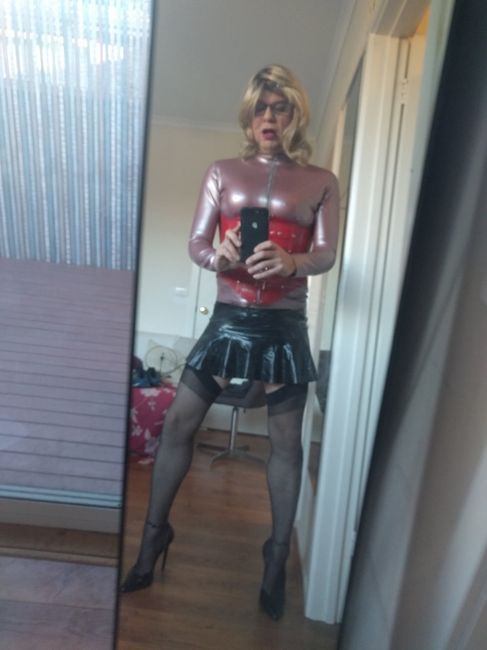 Back as a short blonde latex girl #106813529