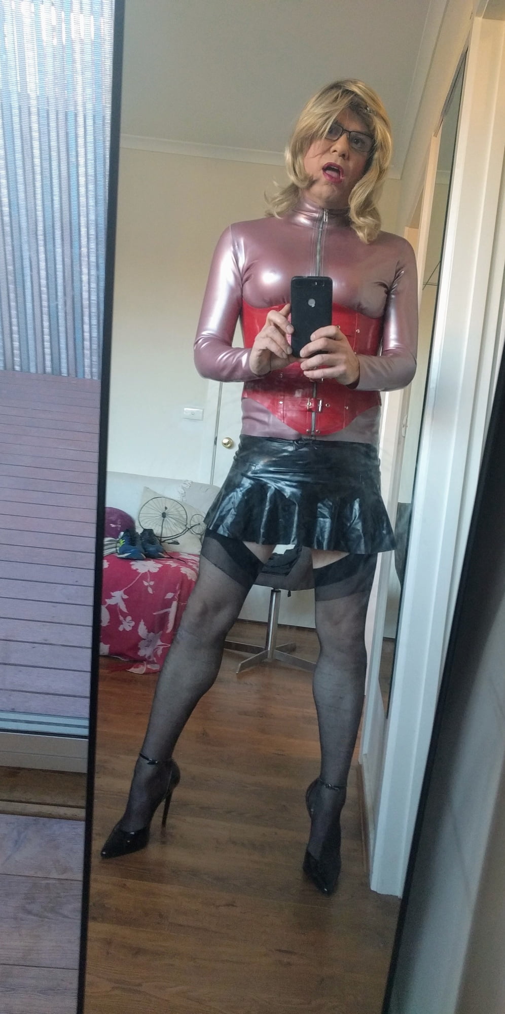 Back as a short blonde latex girl #106813530