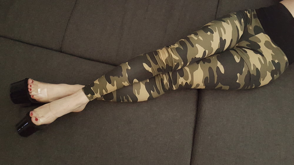 Platform Mules Heels &amp; camo leggings (fuck me shoes) #96071842