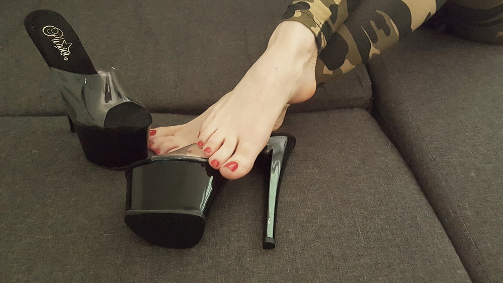 Platform Mules Heels &amp; camo leggings (fuck me shoes) #96071851