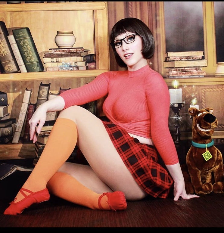 Velma cosplay jupe flexible orange chaussettes culotte jambes cul
 #97417336