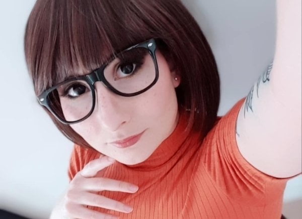 Velma Cosplay flexible Rock orange Socken Höschen Beine Arsch
 #97417345