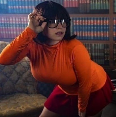 Velma cosplay flessibile gonna arancione calze mutandine gambe culo
 #97417360