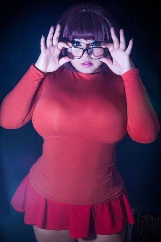 Velma cosplay flessibile gonna arancione calze mutandine gambe culo
 #97417421