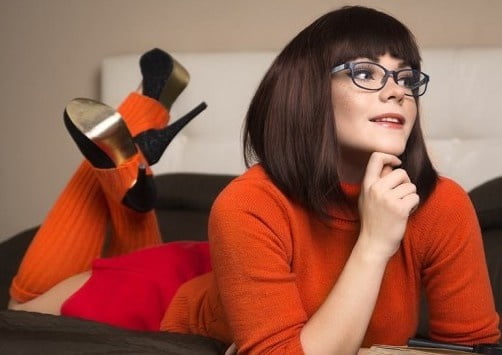 Velma cosplay flessibile gonna arancione calze mutandine gambe culo
 #97417476