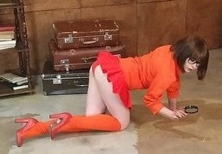 VELMA COSPLAY flexible skirt orange socks panties legs ass #97417536