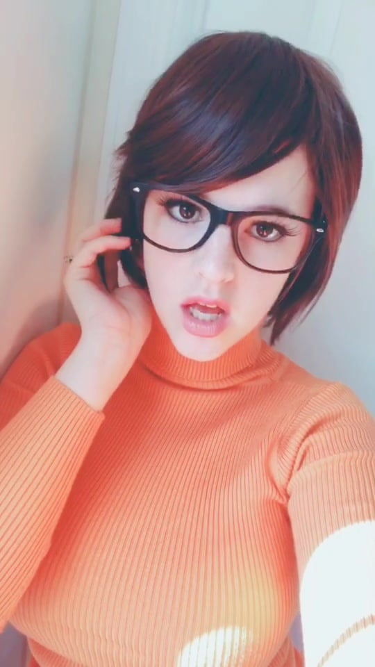 Velma cosplay jupe flexible orange chaussettes culotte jambes cul
 #97418124
