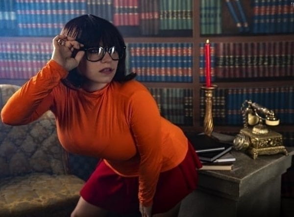 Velma cosplay jupe flexible orange chaussettes culotte jambes cul
 #97418290