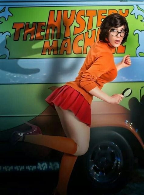 Velma cosplay flessibile gonna arancione calze mutandine gambe culo
 #97418589