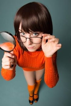 Velma cosplay flessibile gonna arancione calze mutandine gambe culo
 #97418771