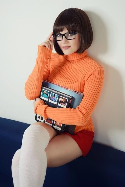 Velma cosplay jupe flexible orange chaussettes culotte jambes cul
 #97418807