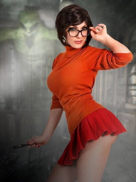 Velma cosplay flessibile gonna arancione calze mutandine gambe culo
 #97418813