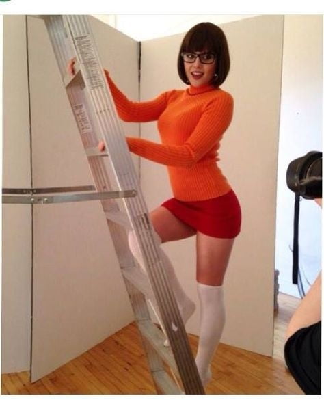 Velma cosplay jupe flexible orange chaussettes culotte jambes cul
 #97418882