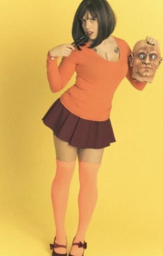 Velma cosplay flessibile gonna arancione calze mutandine gambe culo
 #97419082