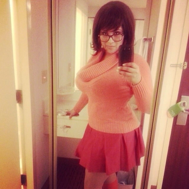 Velma cosplay jupe flexible orange chaussettes culotte jambes cul
 #97419142