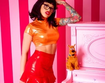 Velma cosplay flessibile gonna arancione calze mutandine gambe culo
 #97419211