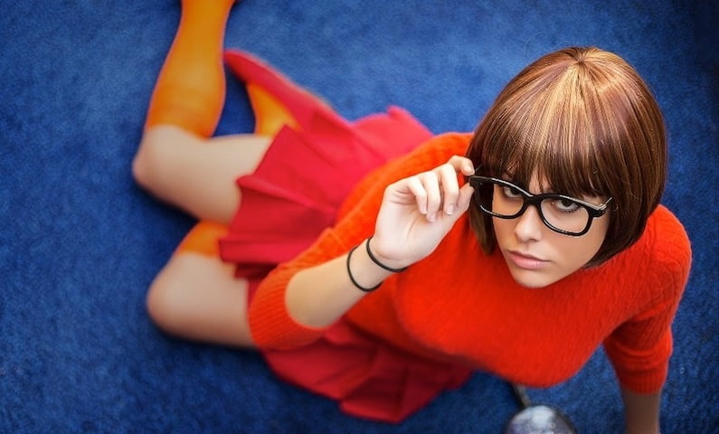 Velma cosplay jupe flexible orange chaussettes culotte jambes cul
 #97419324