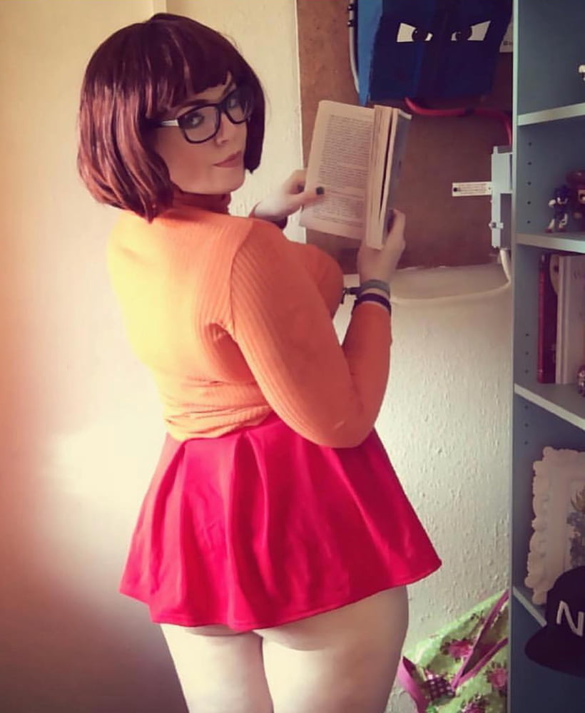 Velma cosplay jupe flexible orange chaussettes culotte jambes cul
 #97419332
