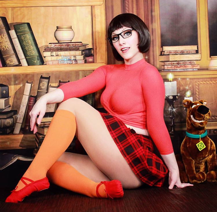 Velma cosplay jupe flexible orange chaussettes culotte jambes cul
 #97419354