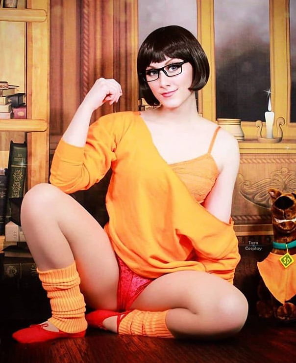 Velma cosplay jupe flexible orange chaussettes culotte jambes cul
 #97419368