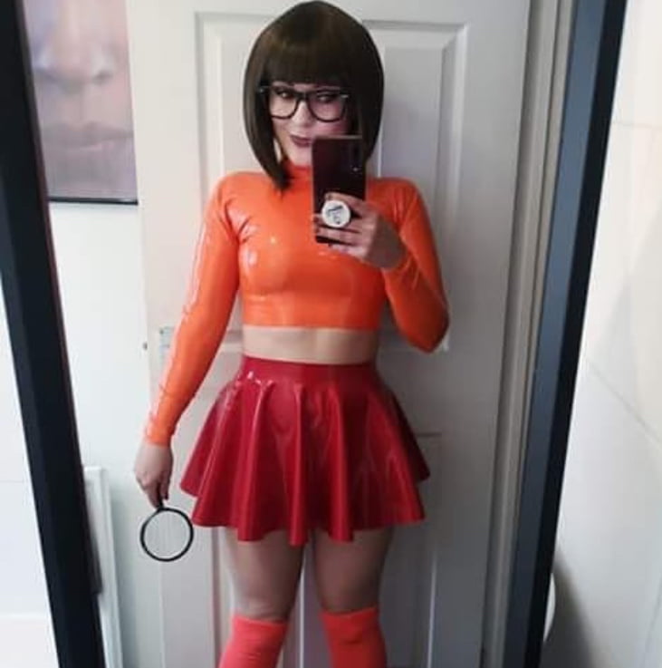 Velma Cosplay flexible Rock orange Socken Höschen Beine Arsch
 #97419451