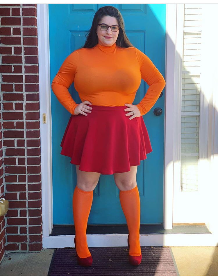 Velma cosplay flessibile gonna arancione calze mutandine gambe culo
 #97419496