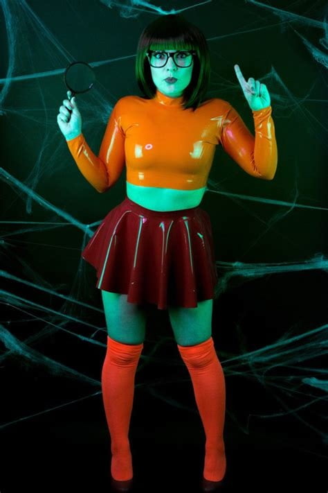 Velma cosplay jupe flexible orange chaussettes culotte jambes cul
 #97419498