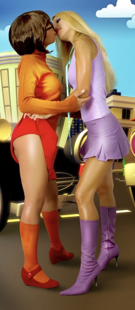 Velma cosplay flessibile gonna arancione calze mutandine gambe culo
 #97419540