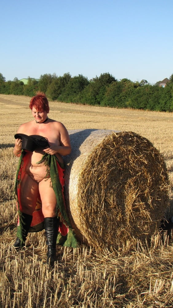 Anna naked on straw bales ... #93011904