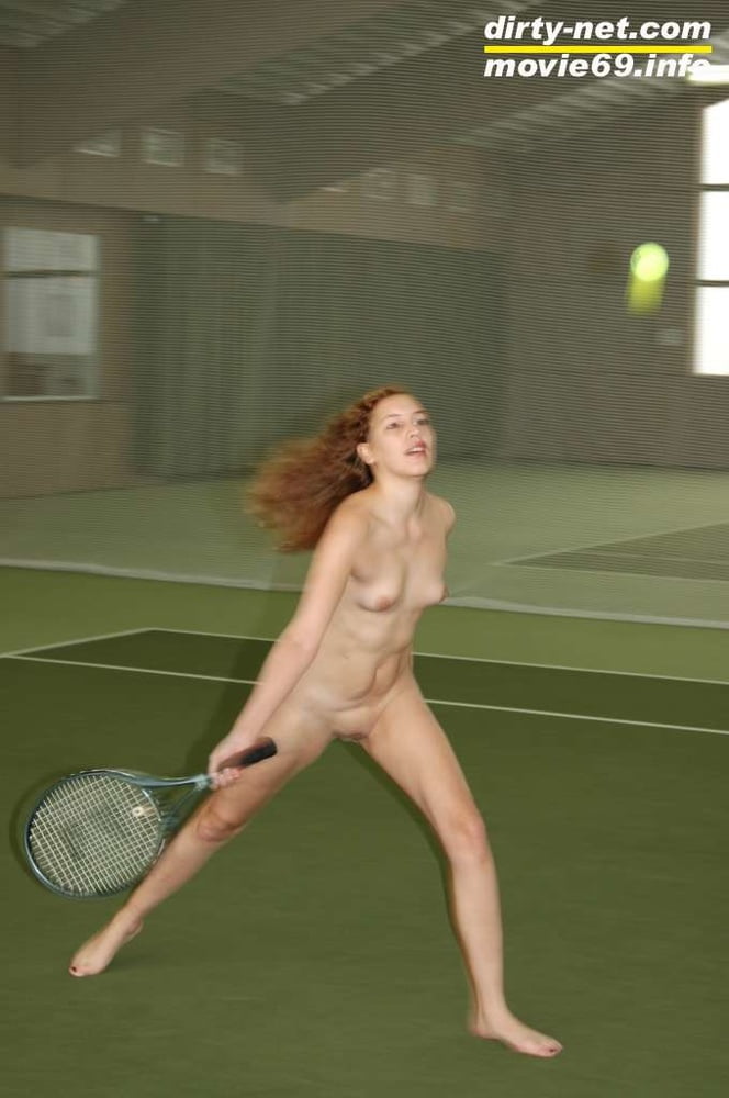 Nathalie plays naked tennis in a tennis hall #106692939