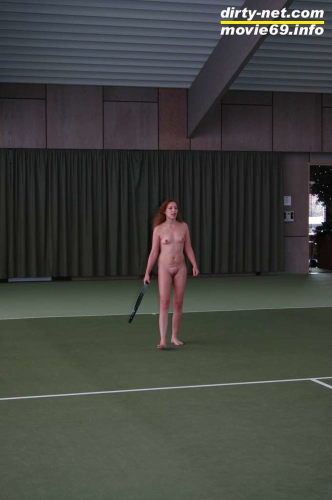 Nathalie plays naked tennis in a tennis hall
 #106692968
