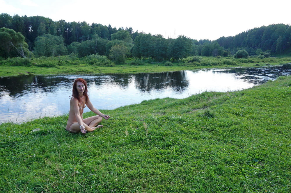 Nude on the beach Derzha-river #94747306