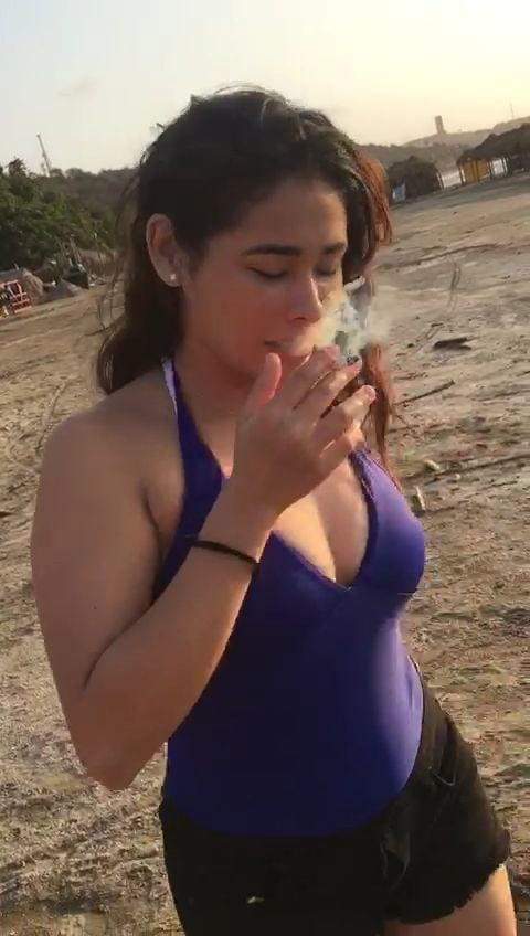 Smoking Kelly Cuesta on beach with lez gf #103943228