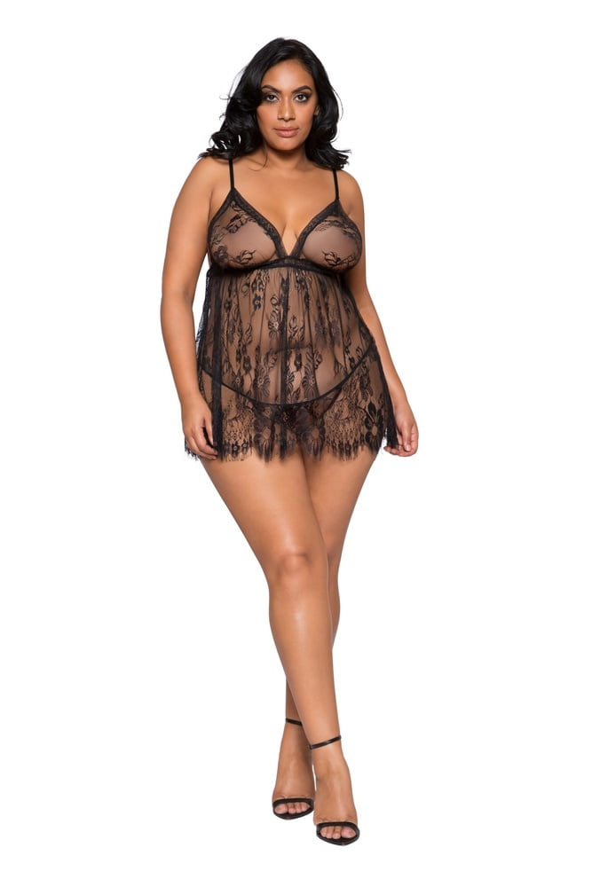 Plus Size Black Lingerie #82244485