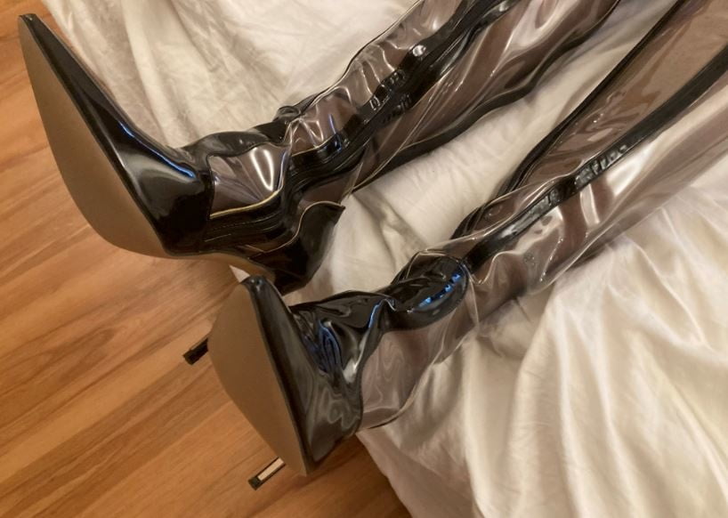 Stivali di plastica in pvc trasparente e calze di nylon 3
 #106731758