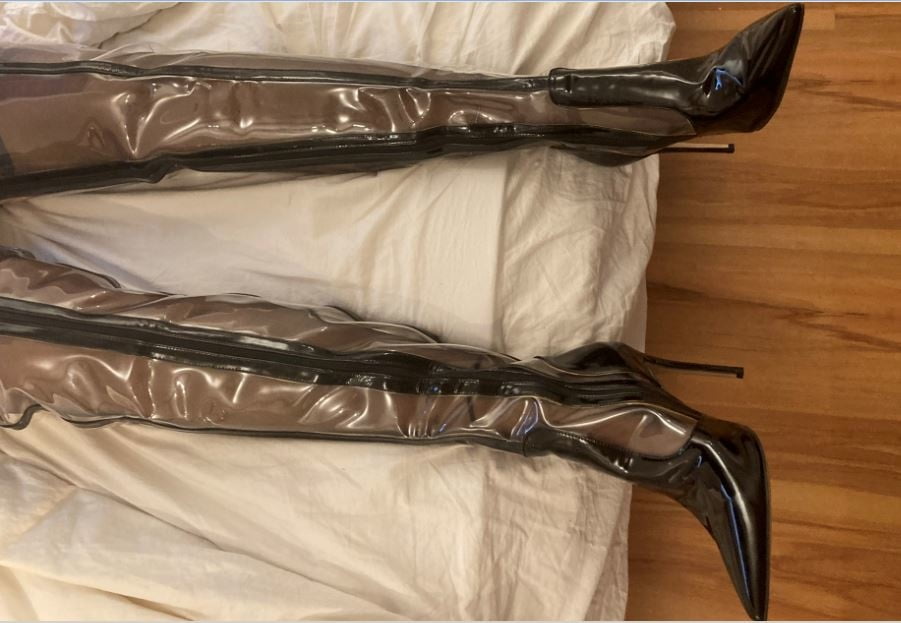 Stivali di plastica in pvc trasparente e calze di nylon 3
 #106731762